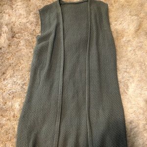 Light Blue Long Vest Knit Cardigan
